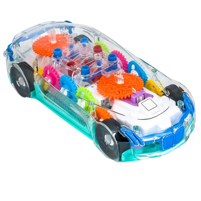 Treasure Corner Transparent Gear Mechanical Race Car Toy with Lights